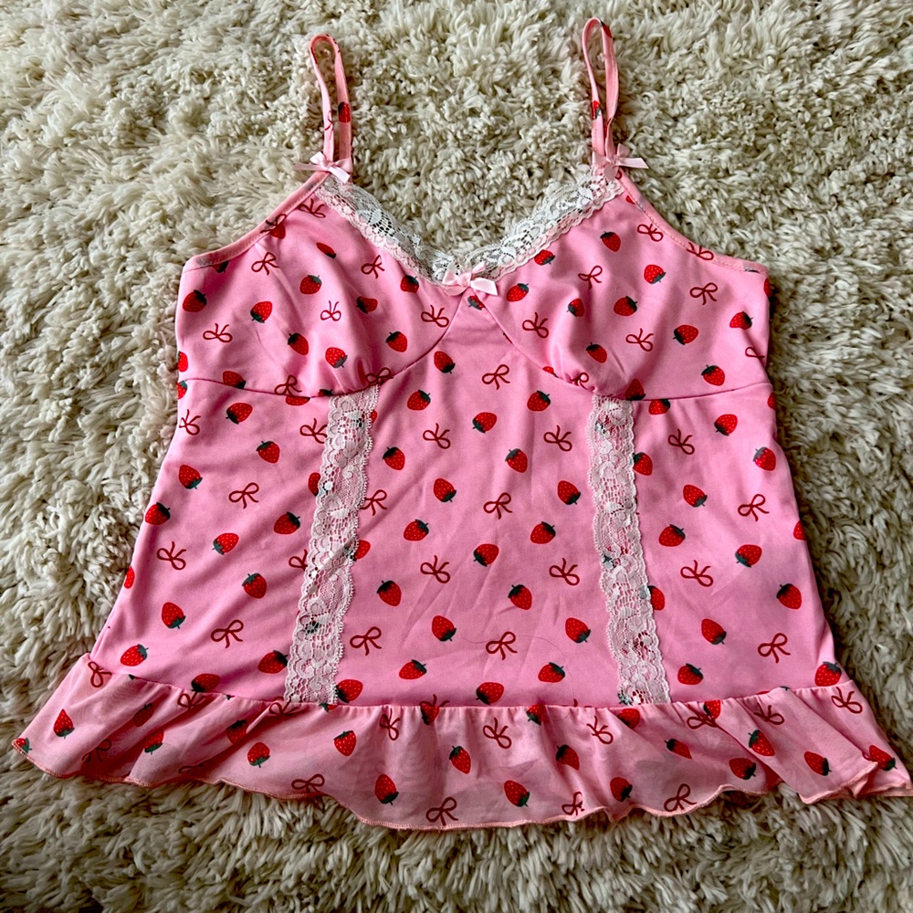 Pink Strawberry Print Camisole